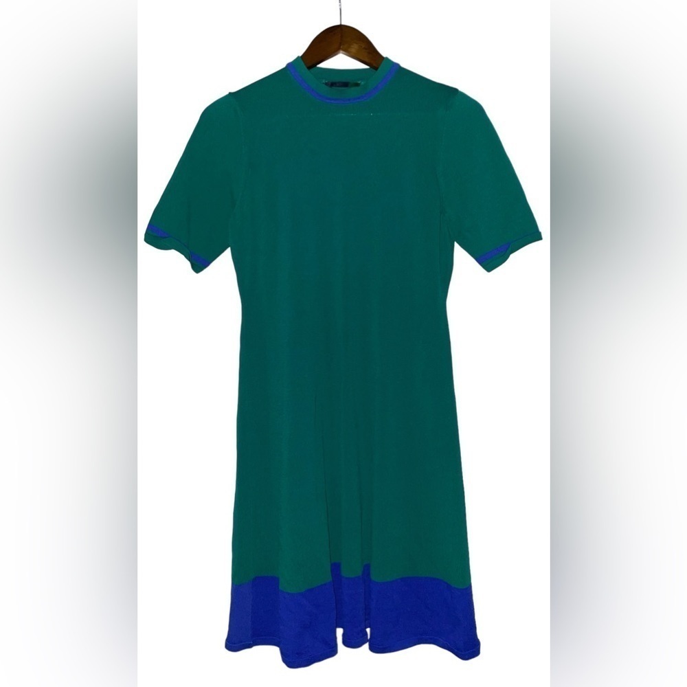 Women Colorblock Knit Sweater Dress M Classic Preppy Academia Office Work‎
